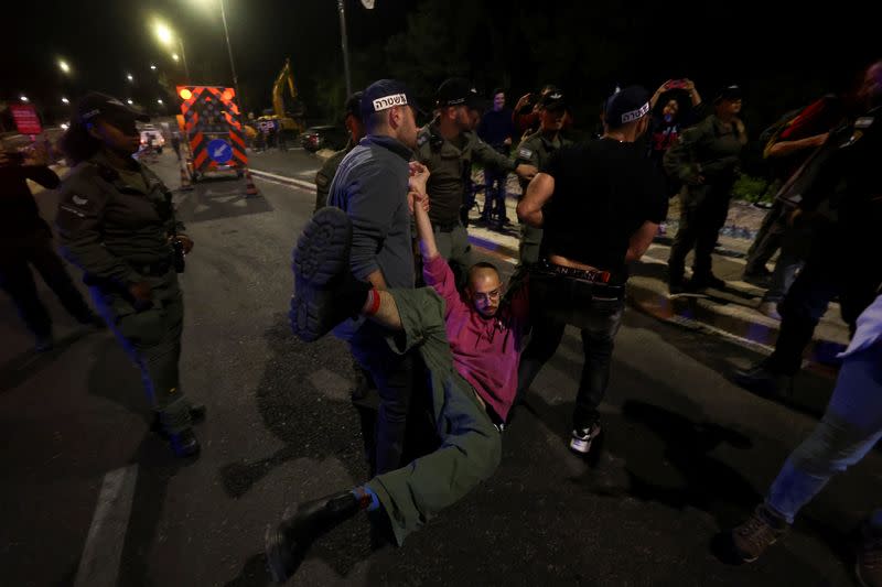 Protesters demand Israeli Prime Minister Benjamin Netanyahu's ouster, in Jerusalem