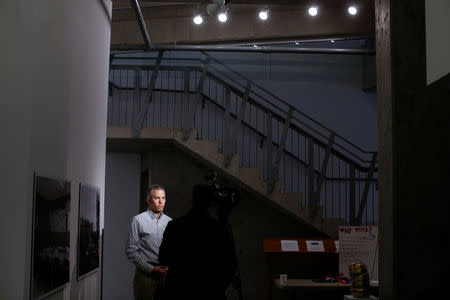 Democratic New York State Assembly member and congressional candidate Anthony Brindisi is interviewed before hosting a town hall style meeting at Colgate University in Hamilton, New York, U.S., April 8, 2018. REUTERS/Andrew Kelly