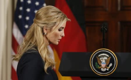 Ivanka Trump arrives to attend a joint news conference by German Chancellor Angela Merkel and U.S. President Donald Trump in the East Room of the White House in Washington, U.S., March 17, 2017. REUTERS/Jim Bourg