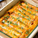 <p>Toasty, warm enchiladas make for the ultimate quick and easy dinner option. Whip them up, pop them in the oven, and enjoy.</p><p><strong>Get the recipe at <a rel="nofollow noopener" href="http://lightorangebean.com/black-bean-vegan-enchiladas/" target="_blank" data-ylk="slk:Light Orange Bean;elm:context_link;itc:0;sec:content-canvas" class="link ">Light Orange Bean</a>.</strong></p>