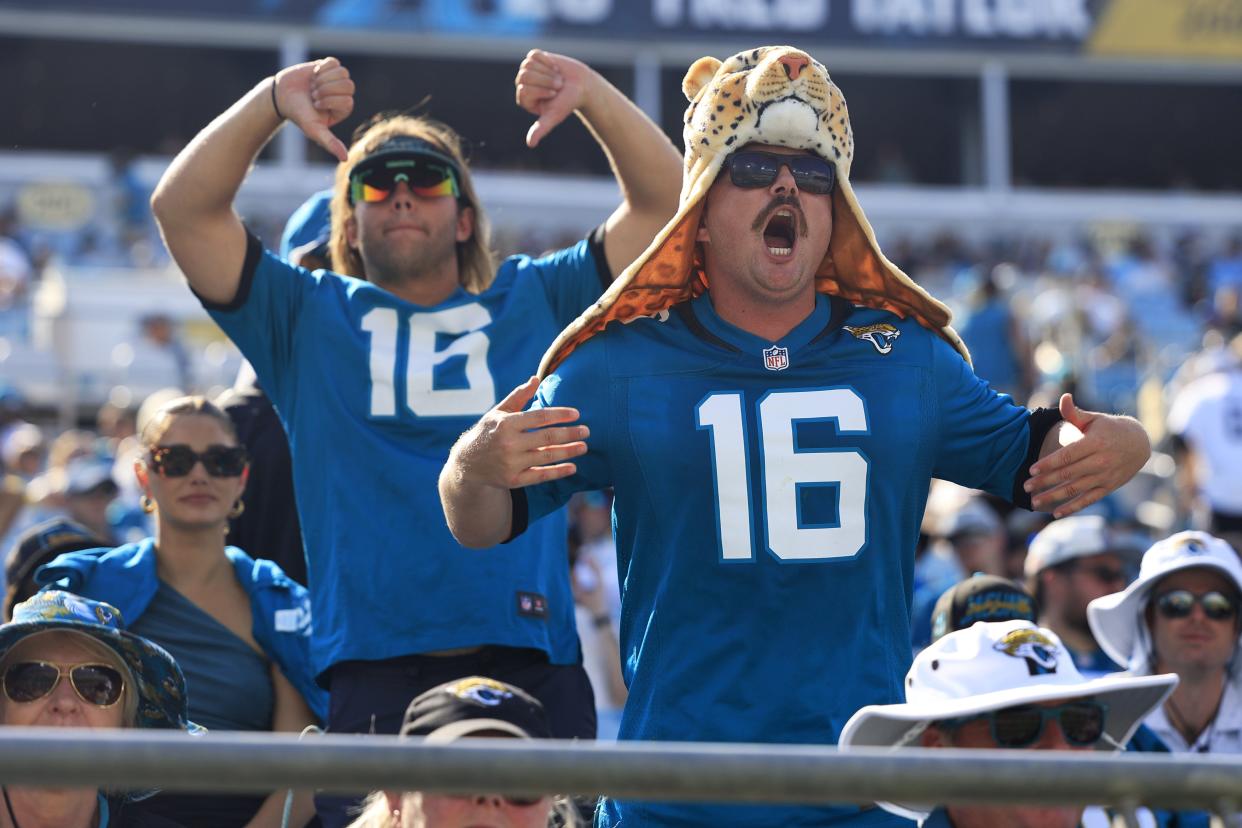 Jacksonville Jaguars fans boo and express their disappointment during the fourth quarter of a Sept. 24 matchup at EverBank Stadium against the Houston Texans, who defeated the Jaguars 37-17.