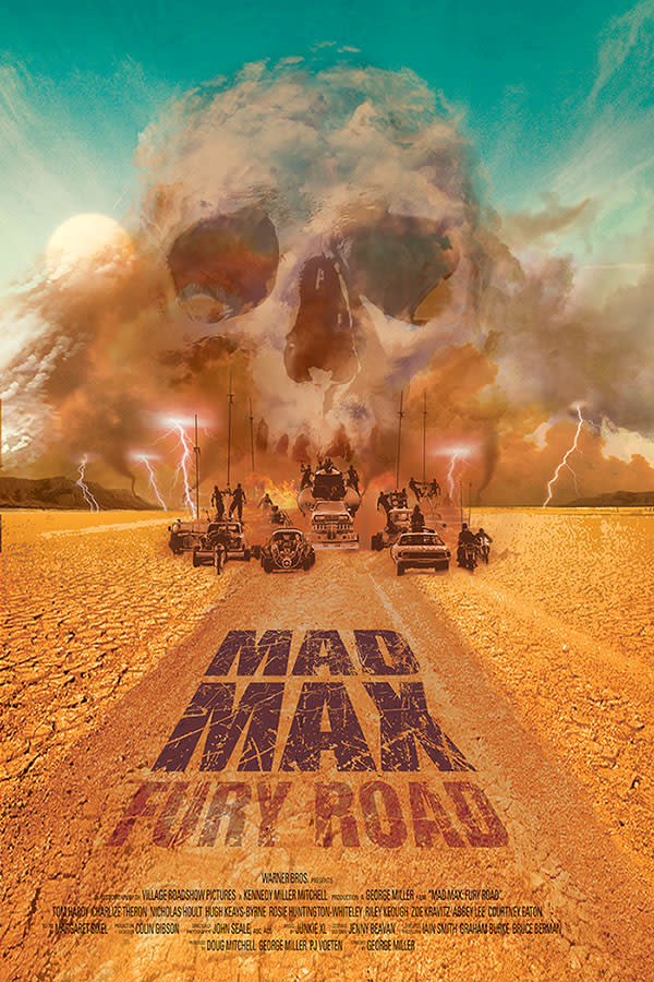 The dust storm that envelopes Max, Furiosa and company takes the shape of a skull in this fan-made poster by Zenithuk. 
