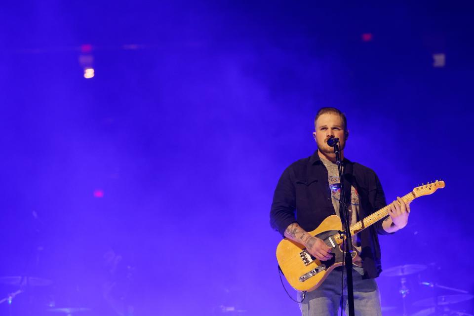 Zach Bryan performs the first of two sold-out Oklahoma City shows on his "The Quittin' Time Tour" at Paycom Center in Oklahoma City, Friday, May, 17, 2024. The Grammy Award winner is performing the second show at 7 p.m. Saturday, May 18 at the downtown OKC arena.