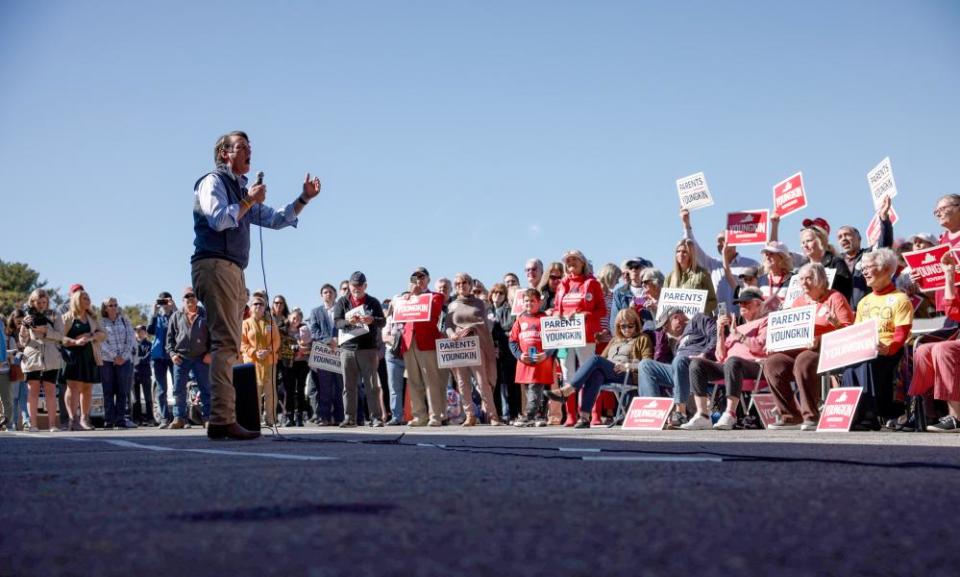 Glenn Youngkin has sought to exploit anxieties of suburban voters about education, repeatedly raising ‘critical race theory’ even though it is not taught in Virginia.