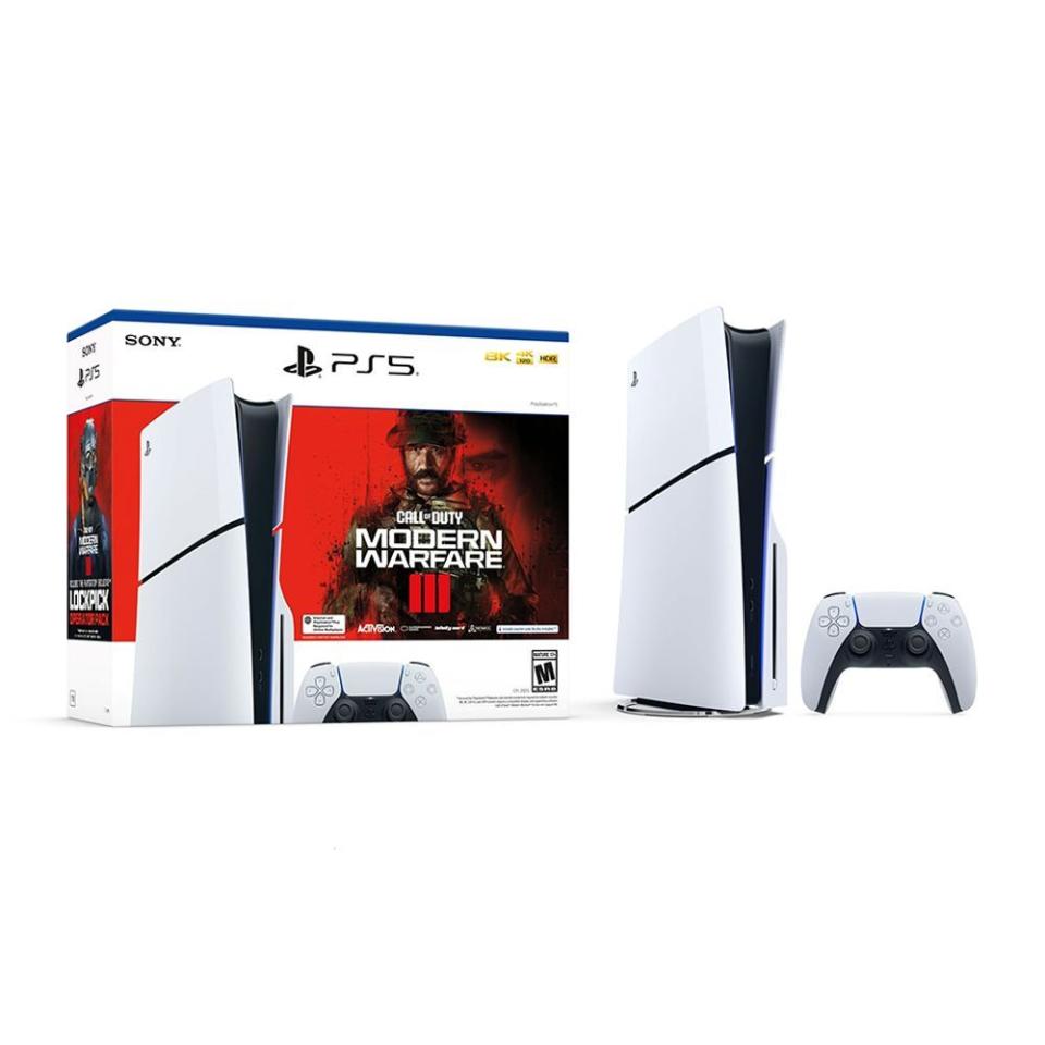 <p><a href="https://go.redirectingat.com?id=74968X1596630&url=https%3A%2F%2Fwww.walmart.com%2Fip%2FPlayStation-5-Disc-Console-Slim-Call-of-Duty-Modern-Warfare-III-Bundle%2F5066049737&sref=https%3A%2F%2F" rel="nofollow noopener" target="_blank" data-ylk="slk:Shop Now;elm:context_link;itc:0;sec:content-canvas" class="link ">Shop Now</a></p><p>PlayStation 5 Disc Console Call of Duty Bundle</p><p>walmart.com</p><p>$499.00</p>