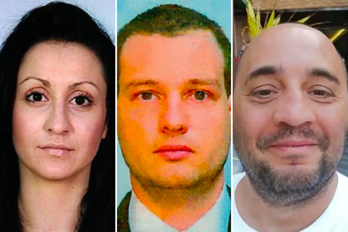 Suspected spies: (from left) Katrin Ivanova, Orlin Roussev and Biser Dzambazov (Sourced)
