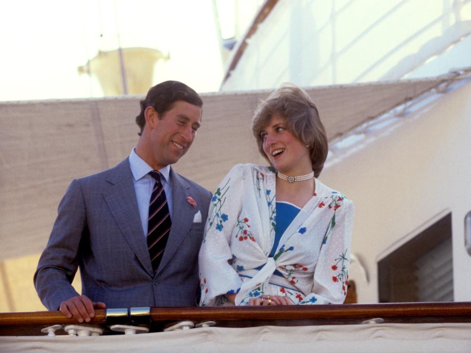 Charles and Diana on the Royal Yacht Britannia