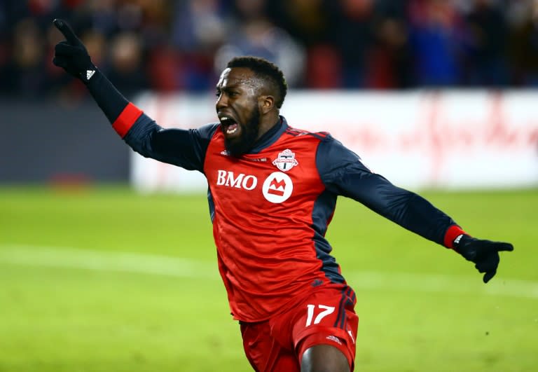 Jozy Altidore of Toronto FC celebrates a goal during the second half of the MLS Cup Final