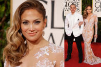 Alles Spitze: Jennifer Lopez war in ihrer nudefarbenen Robe von Zuhair Murad perfekt gestylt und verdrehte allen Fotografen den Kopf. Ihr Accessoire: Toyboy Casper Smart. <br><br><b><a href="http://de.kino.yahoo.com/blogs/filmblog/golden-globes-2013-gewinner-des-abends-094431794.html " data-ylk="slk:[Golden Globes 2013: Alle Gewinner im Überblick];elm:context_link;itc:0;sec:content-canvas;outcm:mb_qualified_link;_E:mb_qualified_link;ct:story;" class="link  yahoo-link">[Golden Globes 2013: Alle Gewinner im Überblick] </a></b>