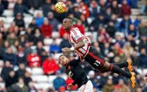 Football Soccer - Sunderland v Manchester United - Barclays Premier League - Stadium of Light - 13/2/16 Sunderland's Lamine Kone in action with Manchester United's Memphis Depay Reuters / Phil Noble Livepic