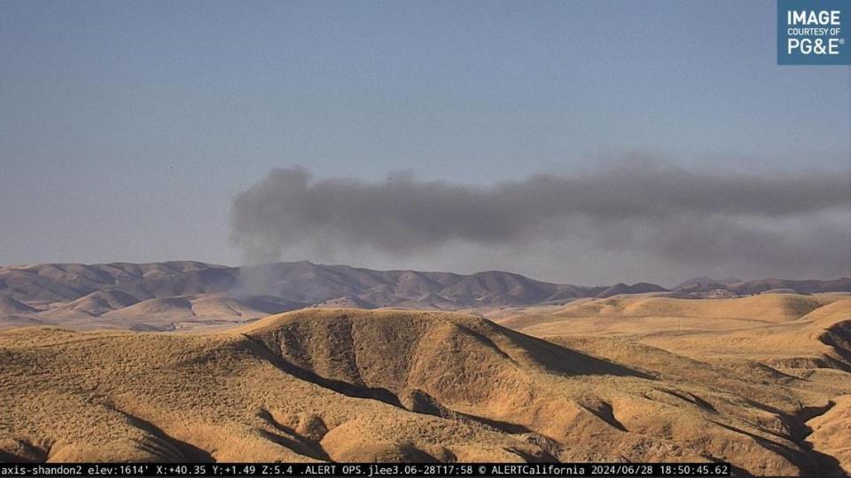 Cal Fire was battling a large vegetation fire near the Cholame Y that was slowing Highway 41 traffic on June 28, 2024.