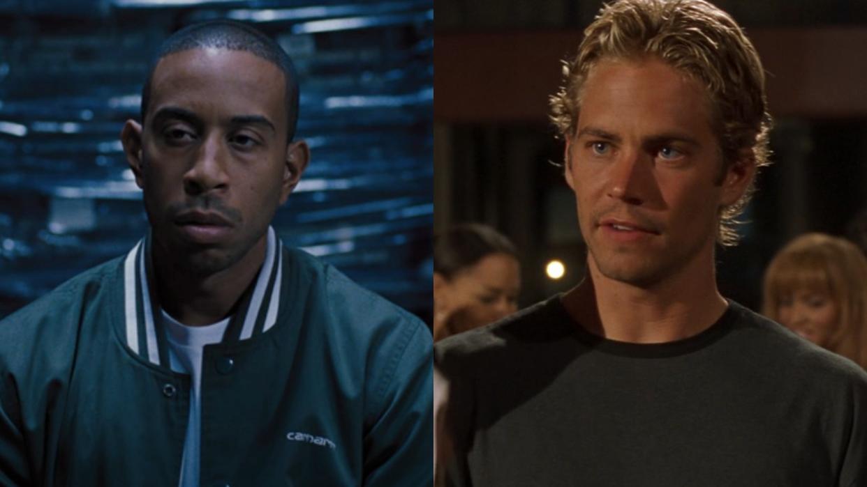  From left to right: screenshots of Ludacris and Fast and Furious 6 and Paul Walker in The Fast and the Furious. 