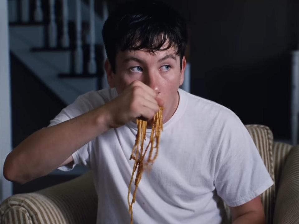 Barry Keoghan eating spaghetti in "The Killing of a Sacred Deer."
