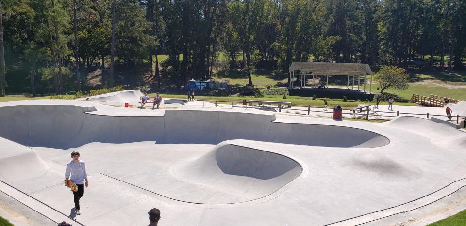 This photo from Thursday, Oct. 1, 2020, shows the skate park that opened at Rowan Park in Fayetteville in August.