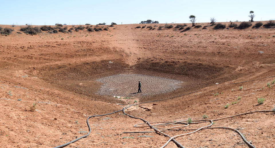 Rain is expected for northern NSW over the weekend, with hopes this will go towards easing the NSW drought (pictured is a property at Langawirra Station north of Broken Hill, New South Wales on August 20)