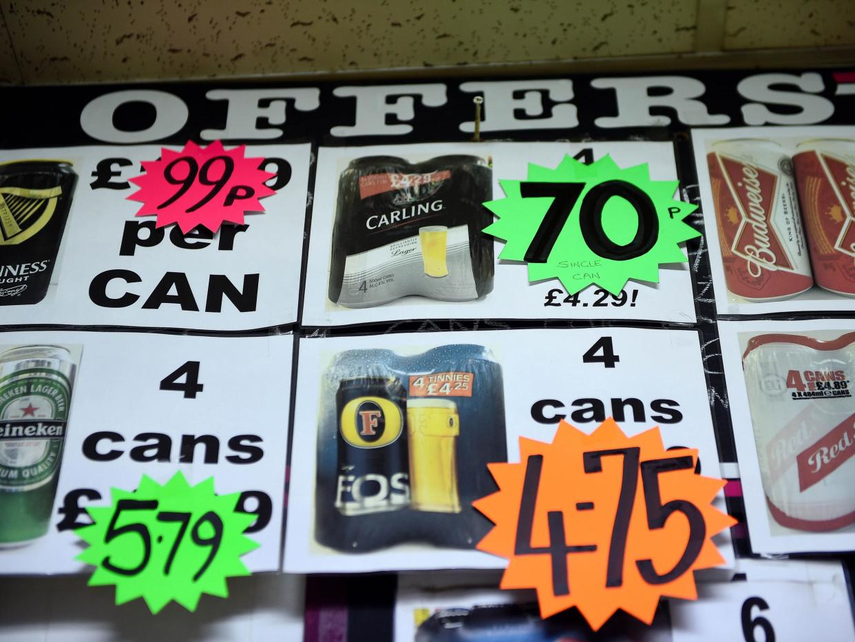 The proposed 50p per unit charge means four cans of lager would cost at least £4.40: AFP/Getty