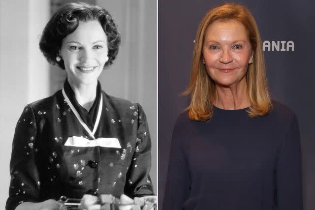 <p>Courtesy Everett Collection;Getty</p> Joan Allen in 'Pleasantville' and now