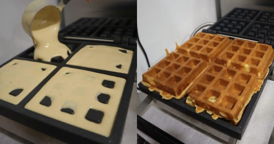 kooks creamery - waffle making