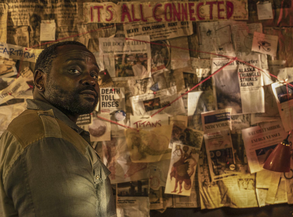 This image released by Warner Bros Pictures shows Brian Tyree Henry in a scene from "Godzilla X Kong: The New Empire." (Warner Bros. Pictures via AP)