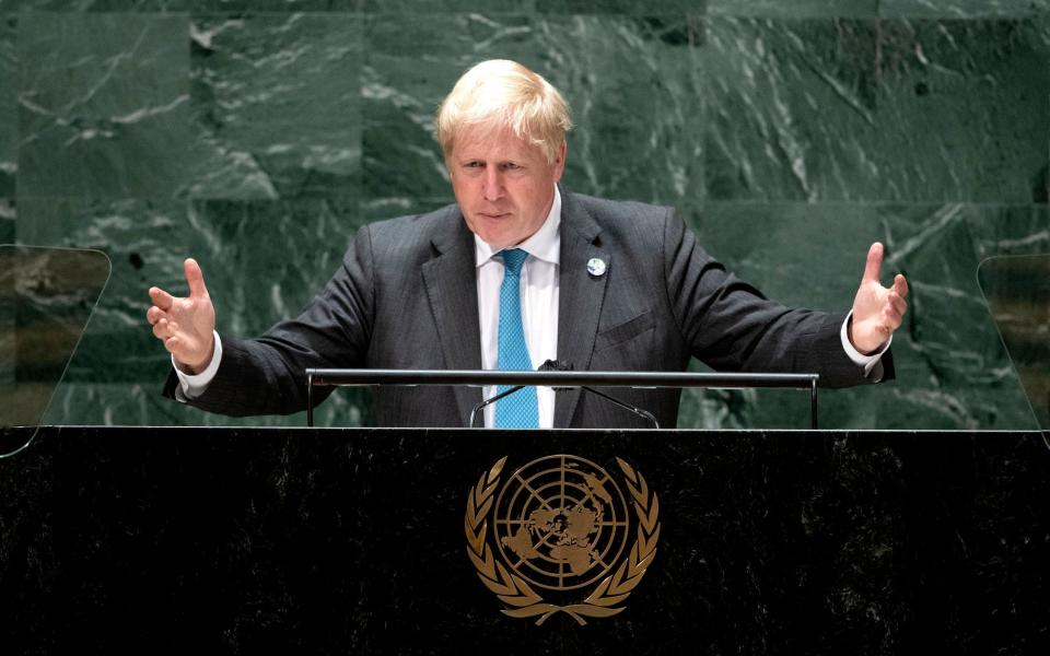 Prime Minister Boris Johnson addresses the 76th session of the United Nations General Assembly - Eduardo Munoz