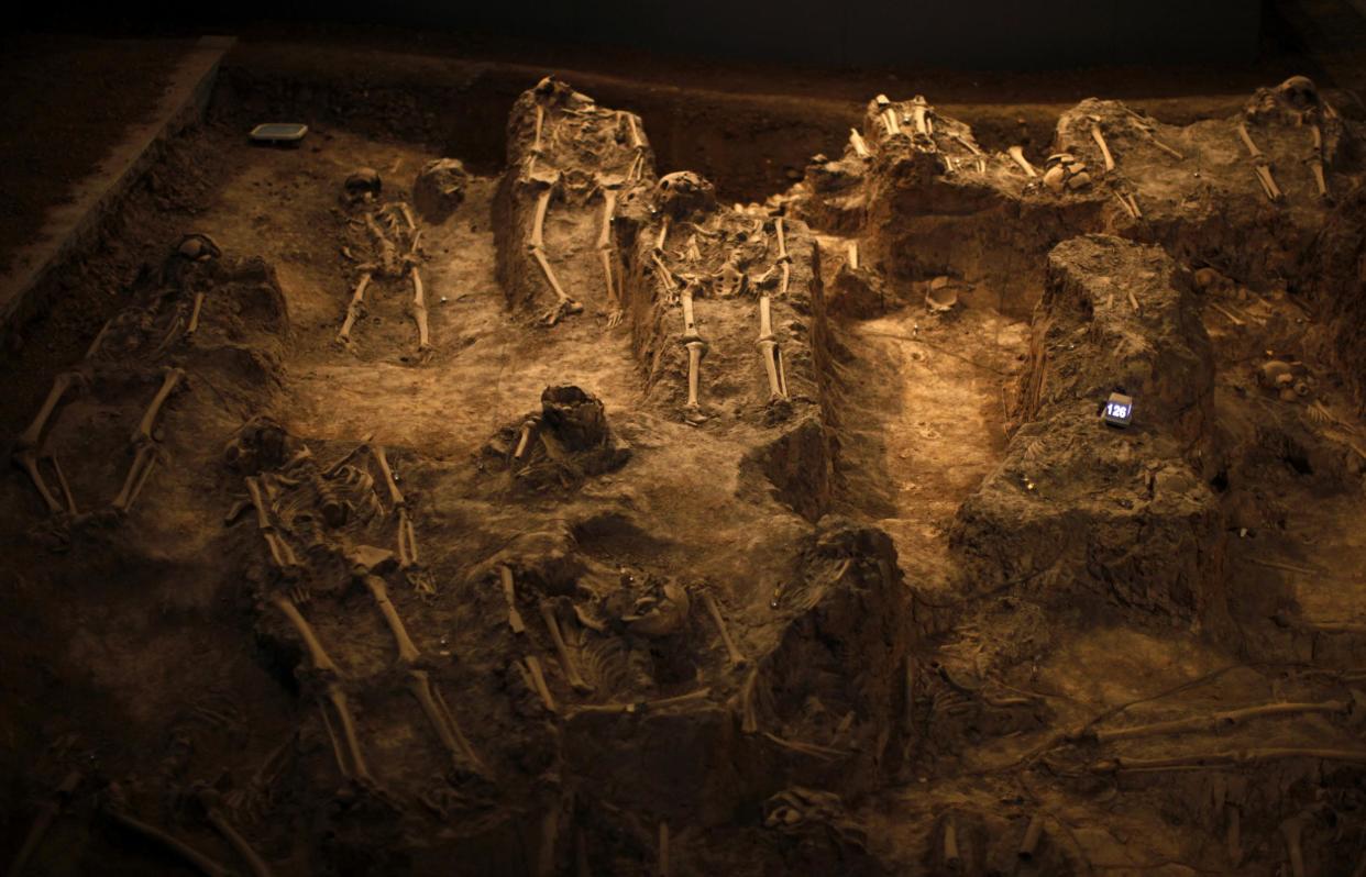 Skeletons of victims of the Nanjing nassacre are seen at the Nanjing Massacre Museum in Jiangsu: REUTERS