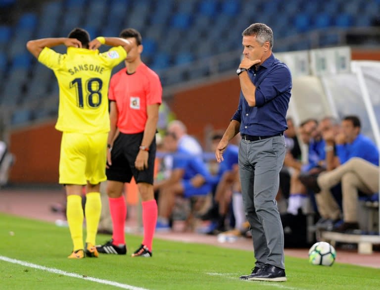 Fran Escriba (R) was a surprise appointment at Villarreal when Marcelino Garcia Toral was sacked just days before the start of the season in August last year