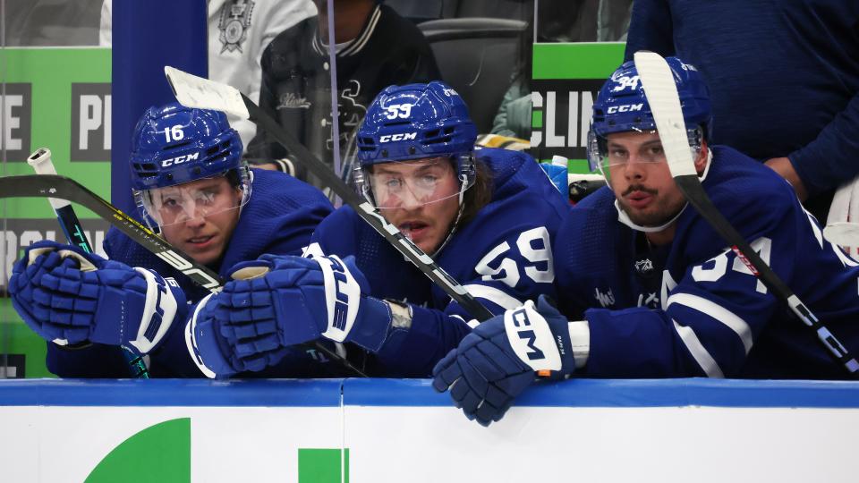 Auston Matthews and Mitch Marner need to familiarize themselves with Tyler Bertuzzi, but they don't need massive ice-time totals to do so. (Steve Russell/Toronto Star via Getty Images)