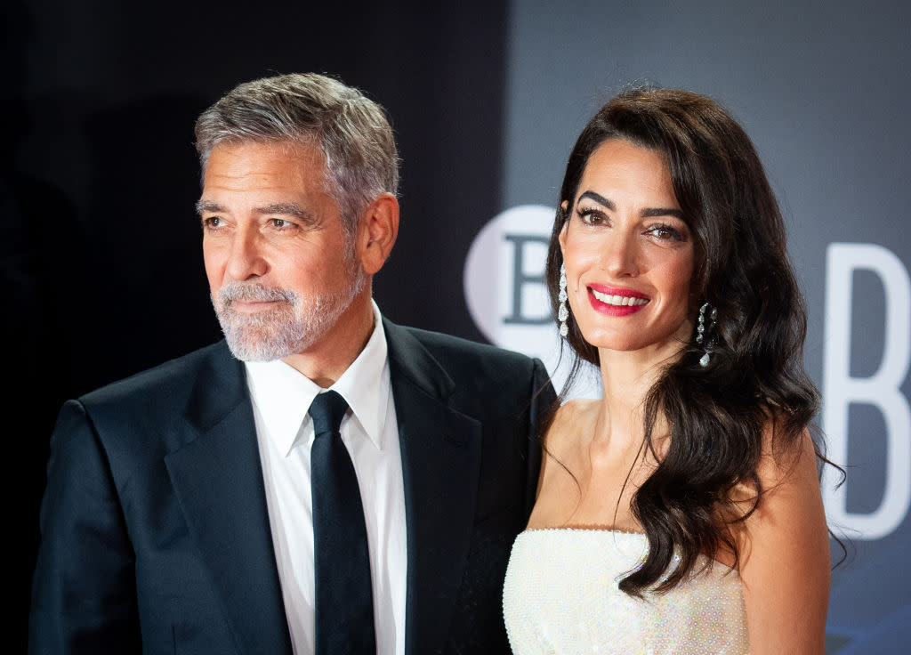 George and Amal Clooney attend The Tender Bar Premiere during the 65th BFI London Film Festival at The Royal Festival Hall in London. (Getty Images)