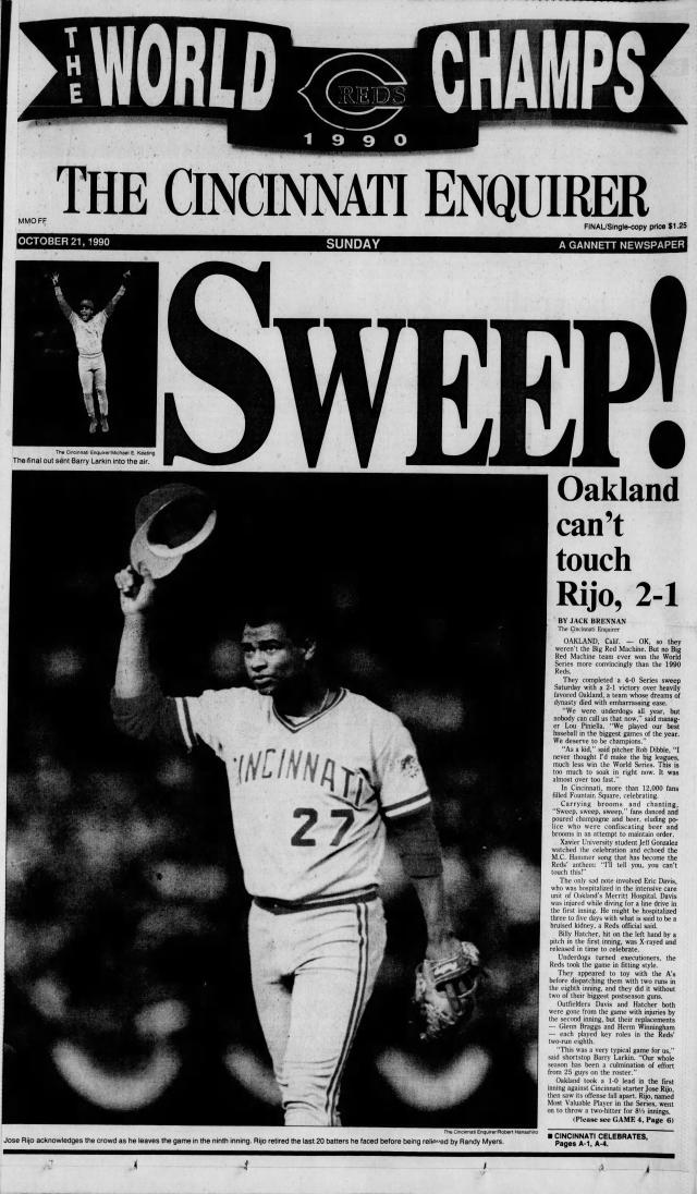 Reds take Game 1 of the 1990 World Series from the Athletics 