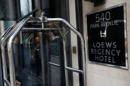 The outside of the Loews Regency Hotel is seen in New York, U.S., April 9, 2018. REUTERS/Shannon Stapleton