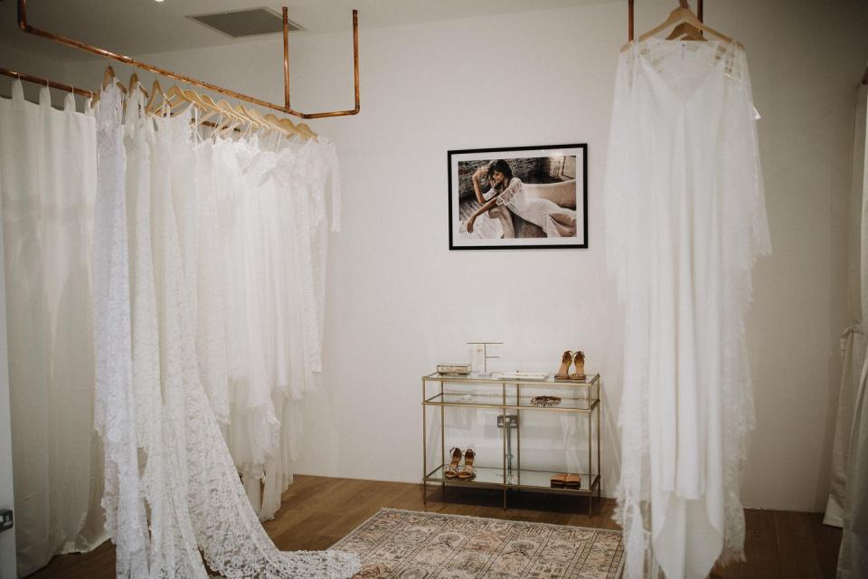 <p>Australian brand Grace Loves Lace is known for its contemporary <a href="https://www.harpersbazaar.com/uk/bazaar-brides/g39282095/lace-wedding-dress/" rel="nofollow noopener" target="_blank" data-ylk="slk:lace wedding dresses;elm:context_link;itc:0" class="link ">lace wedding dresses</a> and minimalist slips that prove perfect for beach weddings and elevated boho themes. You can shop the full collection online and consult the brand's stylist via <a href="https://graceloveslace.co.uk/pages/virtual-appointments" rel="nofollow noopener" target="_blank" data-ylk="slk:virtual appointments;elm:context_link;itc:0" class="link ">virtual appointments</a>, but we recommend visiting bridal boutique in <a href="https://www.google.com/maps/place/Grace+Loves+Lace+-+London+Showroom/@51.5258858,-0.0810825,15z/data=!4m2!3m1!1s0x0:0xd4d4fed203e31b21?sa=X&ved=2ahUKEwjS9YrfqpjmAhUFAXIKHWLoAXIQ_BIwCnoECA4QCA" rel="nofollow noopener" target="_blank" data-ylk="slk:Shoreditch;elm:context_link;itc:0" class="link ">Shoreditch</a> to really get a feel for the different lace fabrics. Each bridal appointment takes place in the brand's private styling suite, with complimentary fizz and a one-on-one stylist for advice on fit and stock. The boutique does not offer a tailoring service as of yet. </p><p><strong>Prices start from £1,200</strong></p><p><a class="link " href="https://graceloveslace.co.uk/pages/london-showroom" rel="nofollow noopener" target="_blank" data-ylk="slk:SHOP ONLINE;elm:context_link;itc:0">SHOP ONLINE</a></p>