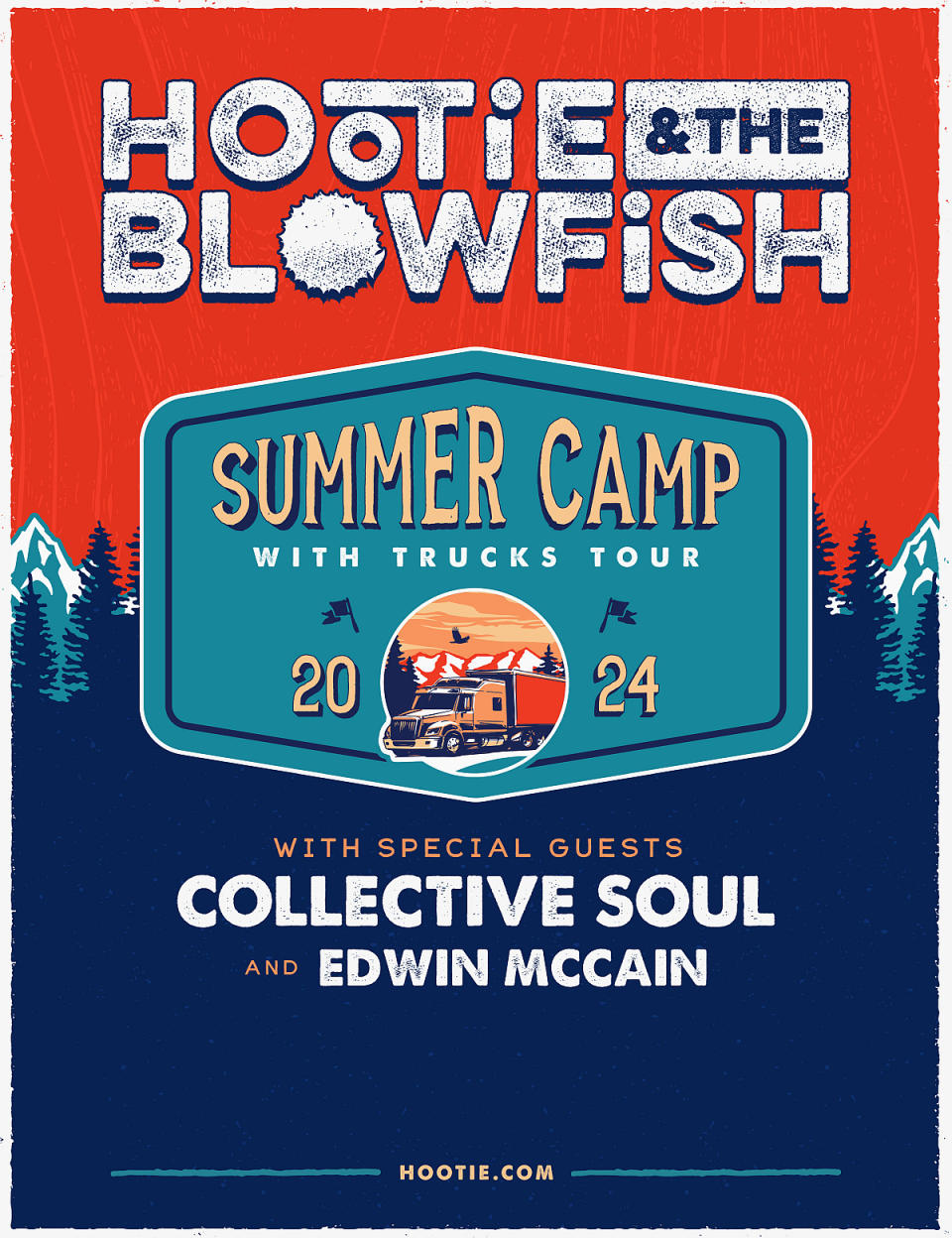 hootie and the blowfish 2024 north american tour summer camp with trucks poster
