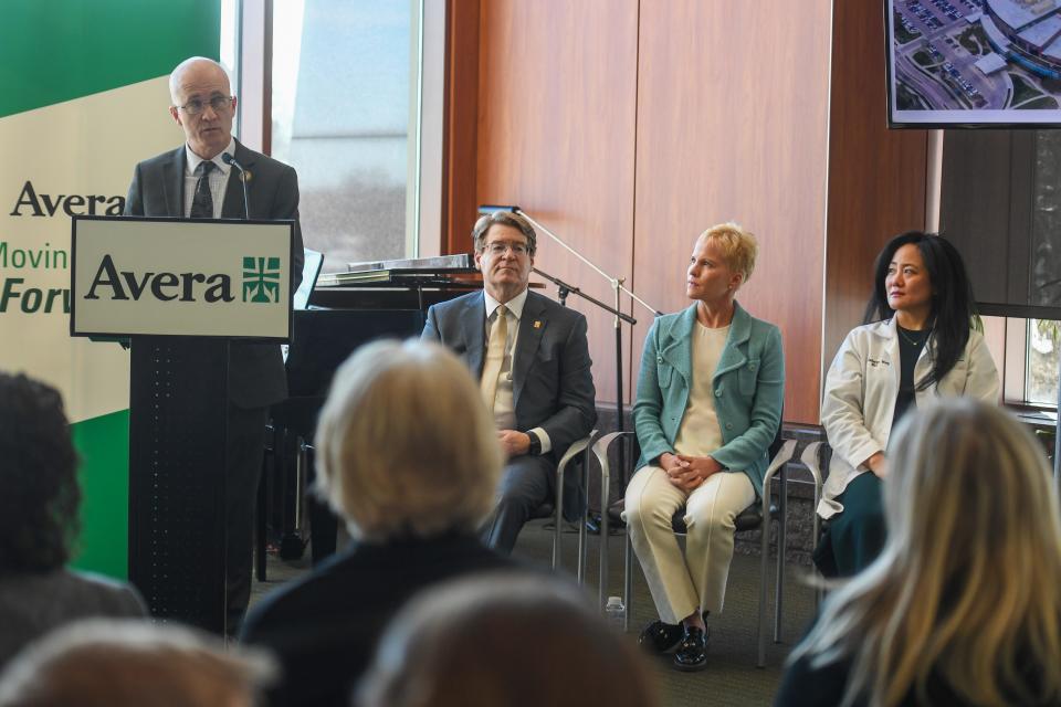 Avera President and CEO Jim Dover, FACHE and Avera McKennan Regional President and CEO Dr. Ronald Place were joined by Dr. Katherine Wang of Neonatology and local philanthropist and civic volunteer Jennifer Kirby to share the details of the Avera’s largest building project on Wednesday, March 27, 2024 at Avera McKennan Hospital & University Health Center in Sioux Falls.