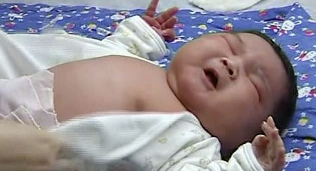 Chun Chun is possibly the largest newborn on record in China. Photo: The Daily Mail