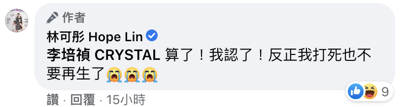 生了2個小孩的林可彤表示自己「打死也不要再生了」。（翻攝自林可彤臉書）