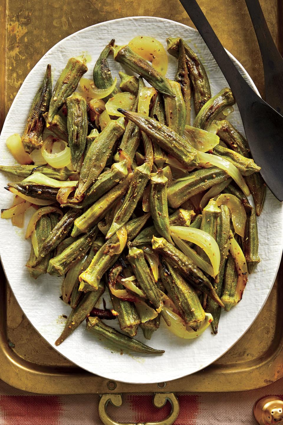 Pan-Roasted Okra and Sweet Onions with Lemony Masala