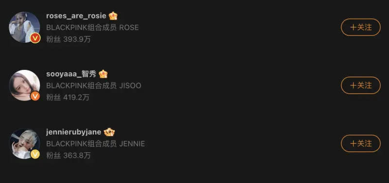 ▲Jennie、Jisoo、Rosé的微博安然無恙，還被粉絲發現曾偷偷上線。（圖／Jennie、Jisoo、Rosé微博）