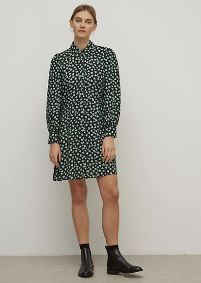 Heart Print Mini Shirt Dress