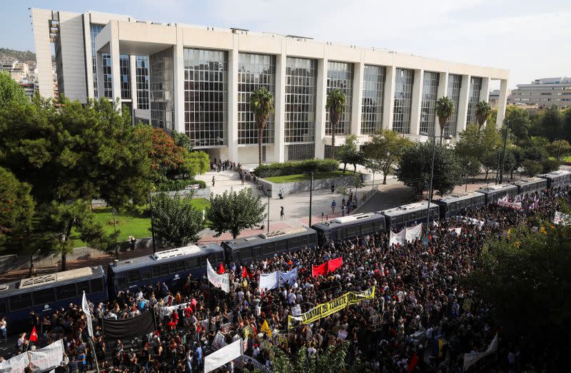 Protest ahead of Trial of leaders and members of far-right Golden Dawn party in Athens