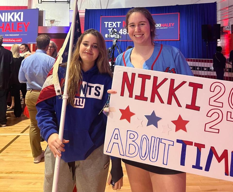 Alex Rogers, 16, and Mimi Sherman, 16, best friends, attended Haley’s Greenville campaign event Jan. 27.