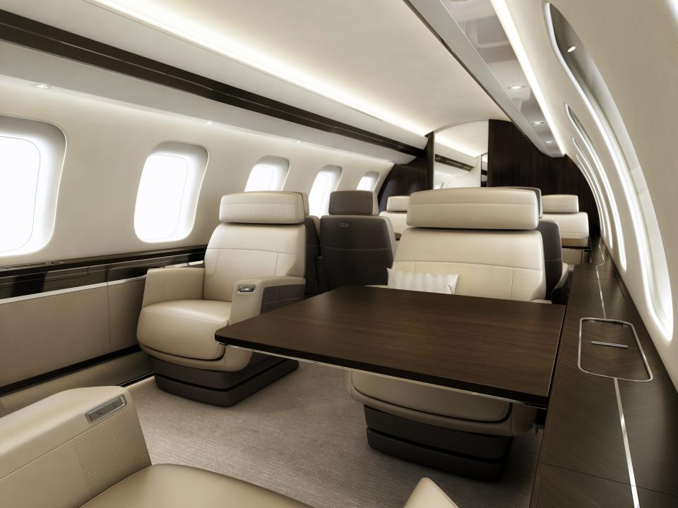 The cabin of the Bombardier Global 7500.