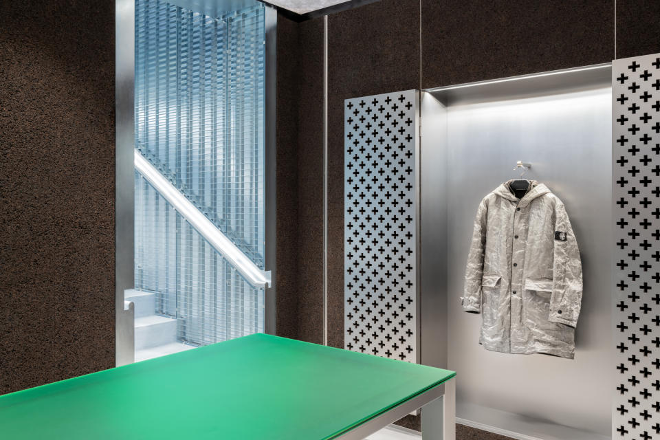 Inside the new Stone Island store in Munich.