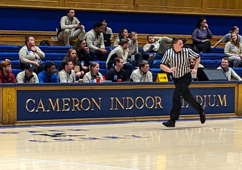 Referee A.J. Jones at Cameron Indoor on the Duke campus for the NIRSA Regional tournament.