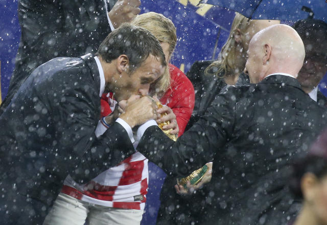 This photo of a celebrating Macron captures the excitement of France's World  Cup win.