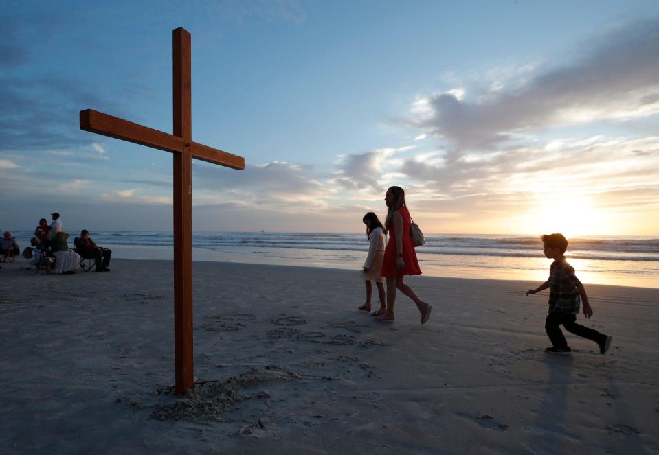 Our Lady of Lourdes Catholic Church Easter on the Beach Sunrise Service in Daytona Beach, Sunday, April 17, 2022.