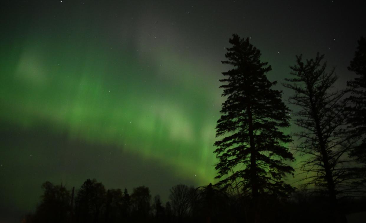 The Northern Lights, rarely seen in Wisconsin, put on a spectacular display April 23, 2023, near Pulaski, Wis.