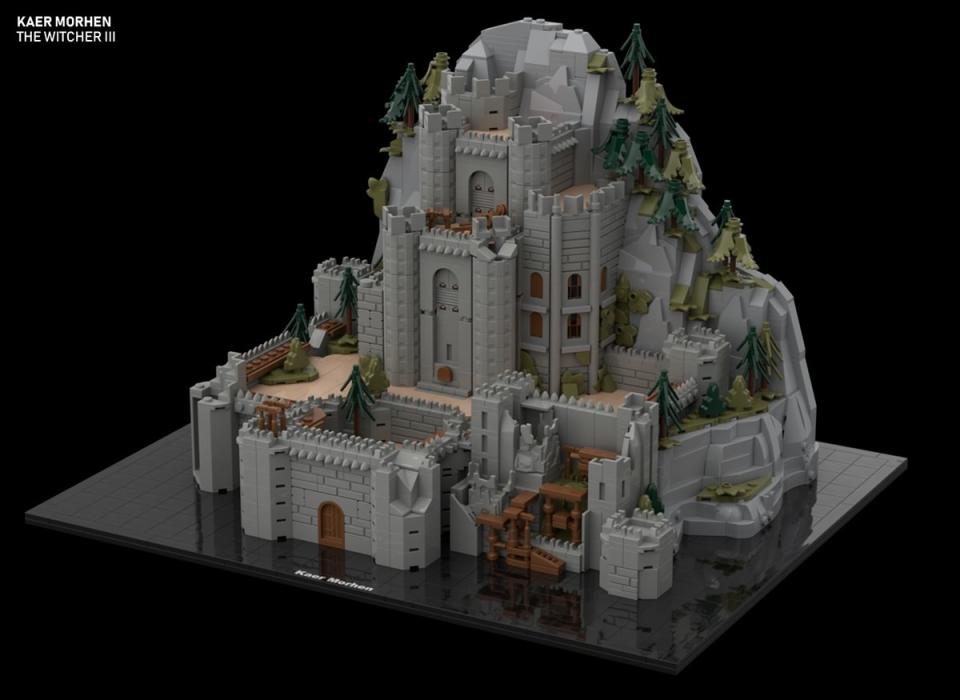 Guide Strats' virtual The Witcher III Kaer Morhen LEGO build (side view)