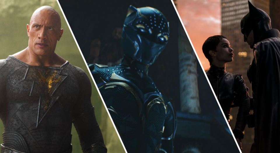 How did Black Adam, Black Panther: Wakanda Forever, and The Batman rank in best superhero movies of 2022? ((Warner Bros./Disney)