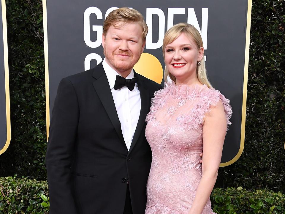 Jesse Plemons and Kirsten Dunst attend the 77th Annual Golden Globe Awards at The Beverly Hilton Hotel on January 05, 2020 in Beverly Hills, California.