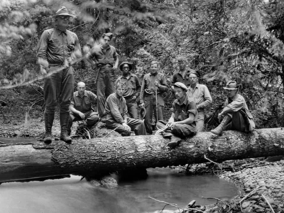 A black and white group photo of a workers in the CCC.